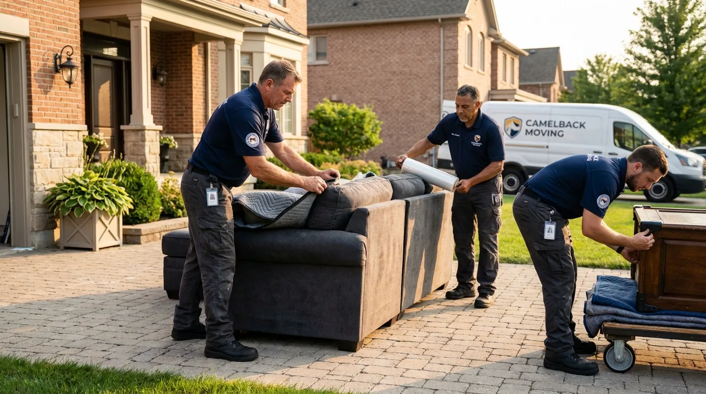Large estate moving crew wrapping furniture in Sayre, OK